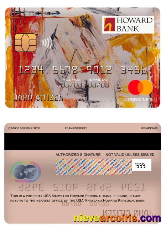 USA Maryland Howard Personal bank mastercard